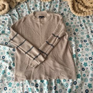 American Eagle Outfitters Beige Crewneck Sweater with Blue Accents